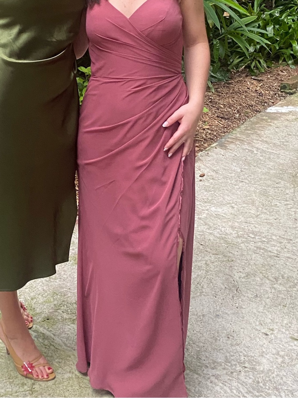 Azazie Sleeveless V-Neck Bridesmaid Dress in Dusty Rose
